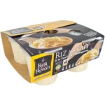 Nous pouvons voir un pack de yaourt riz au lait, le packaging est jaune et noir